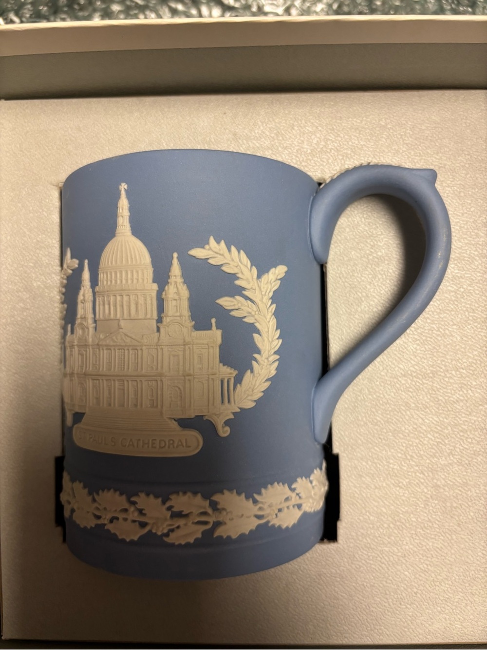 Wedgwood Matte Blue Jasperware St. Paul’s Cathedral Relief Mug